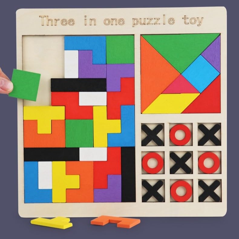 Wooden 3-in-1 Puzzle Toy for Kids