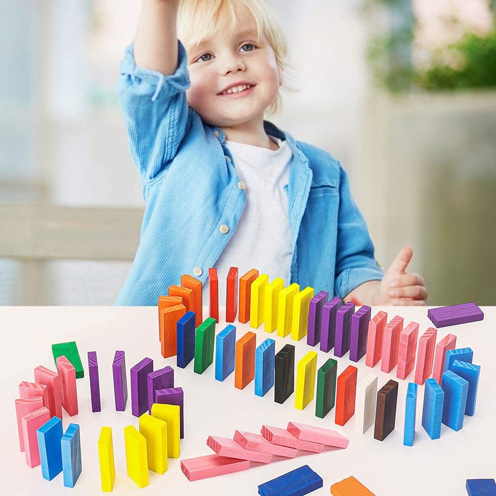 Colorful Wooden Domino Block Set 120 PCS