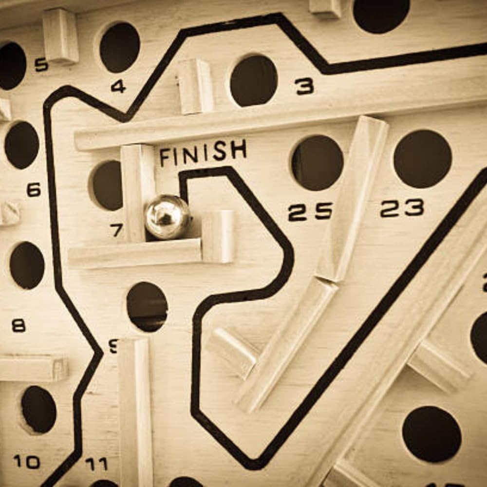 Mini Wooden Labyrinth Ball Maze Puzzle Game -