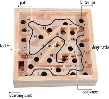 Mini Wooden Labyrinth Ball Maze Puzzle Game -