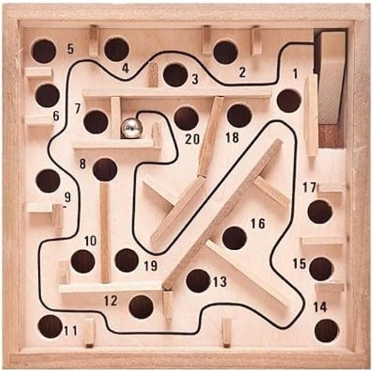 Mini Wooden Labyrinth Ball Maze Puzzle Game -