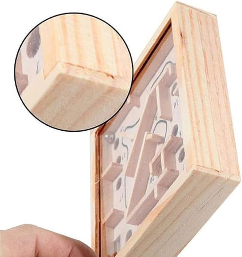 Mini Wooden Labyrinth Ball Maze Puzzle Game -