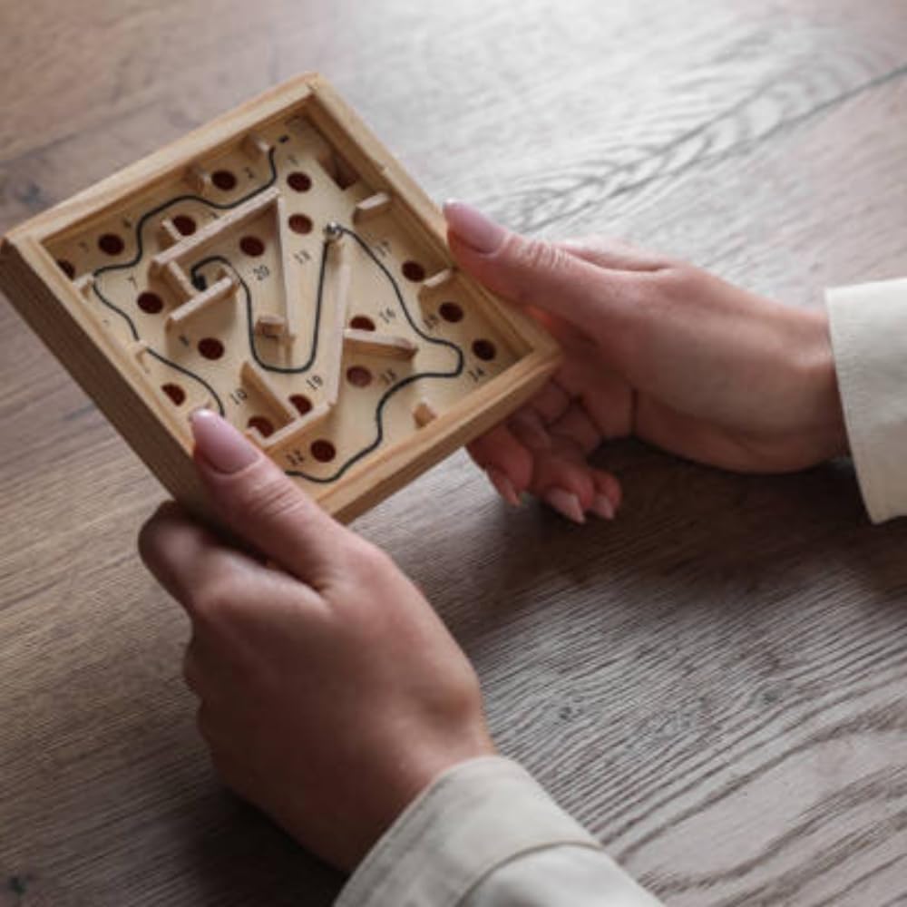 Mini Wooden Labyrinth Ball Maze Puzzle Game -